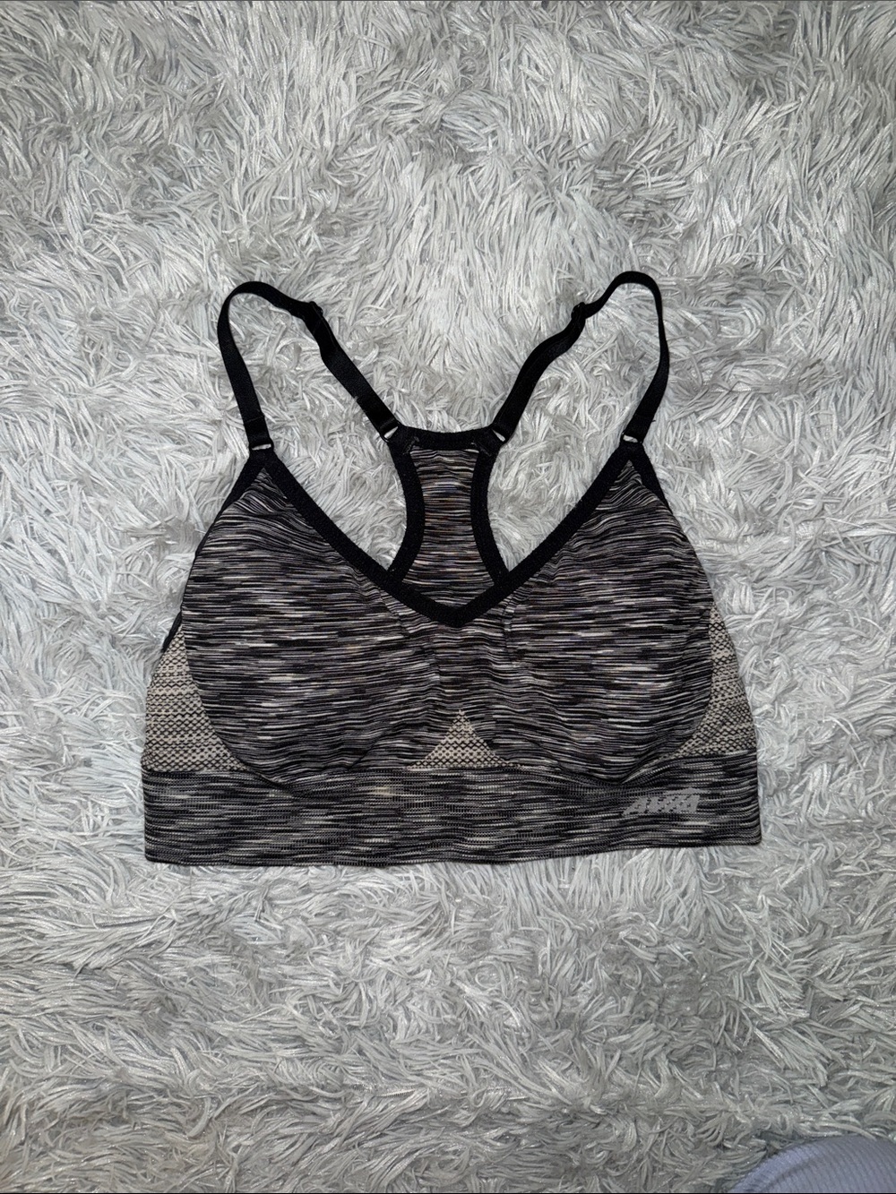 Avia Black Space-Dye Racerback Sports Bra